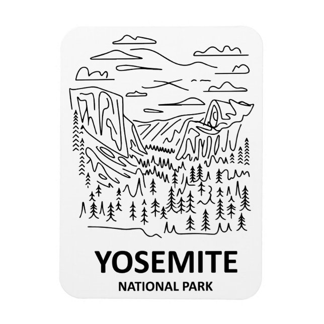 Yosemite National Park Line Art Magnet (Vertikal)