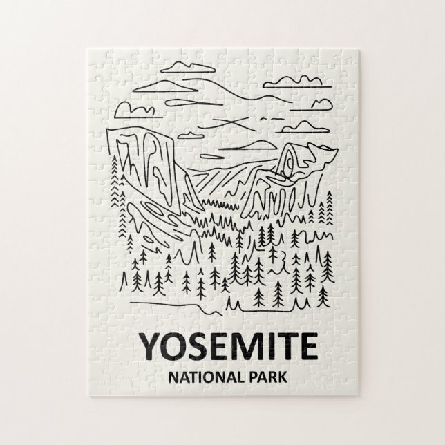 Yosemite National Park Line Art Pussel (Vertikal)