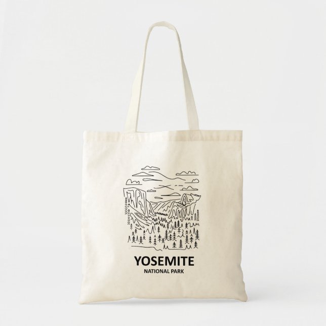 Yosemite National Park Line Art Tygkasse (Framsidan)