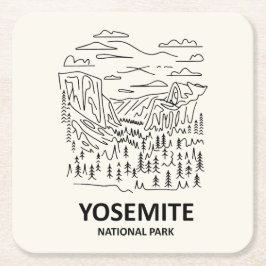 Yosemite National Park Line Art Underlägg Papper Kvadrat