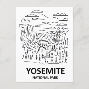 Yosemite National Park Line Art Vykort