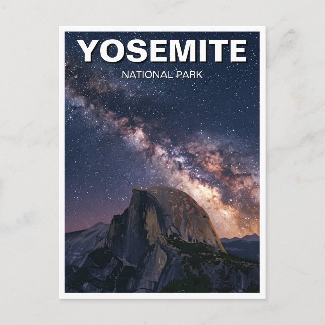 Yosemite National Park Milky way night Vykort (Framsida)
