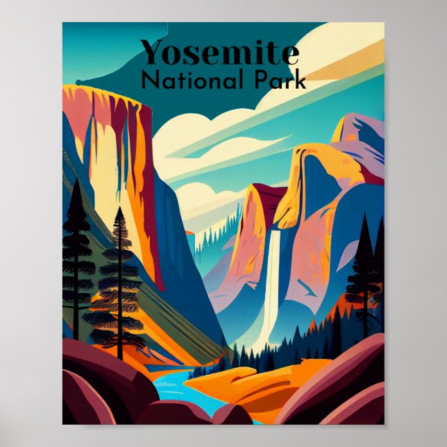Yosemite National Park Minimalist Art Poster (Framsidan)