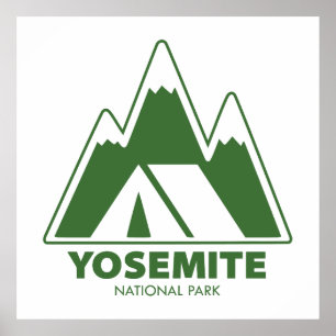 Yosemite National Park Mountains Camping Poster