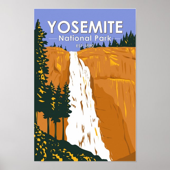 Yosemite National Park Nevada Falls California Poster (Framsidan)