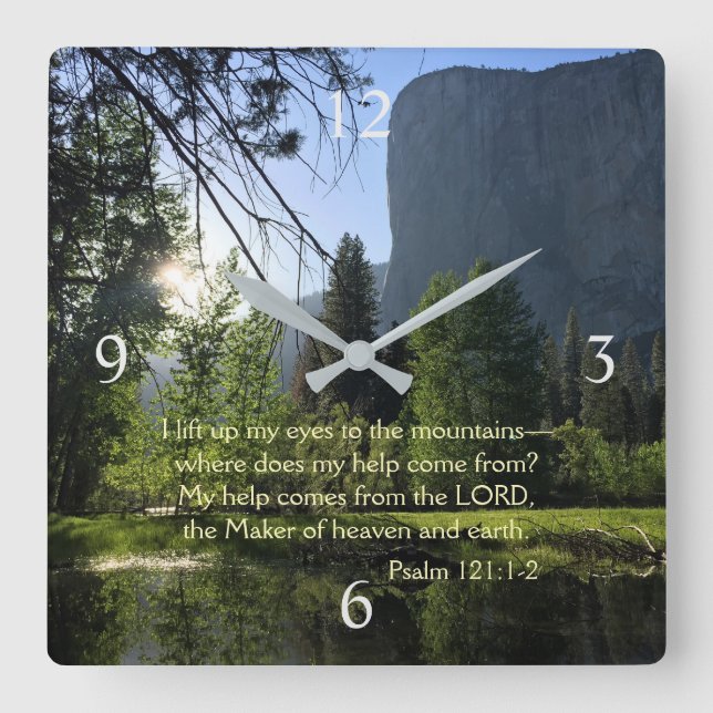 Yosemite National Park Psalm Wall Clock Fyrkantig Klocka (Framsida)