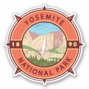 Yosemite National Park Retro Compass Emblem Klistermärken