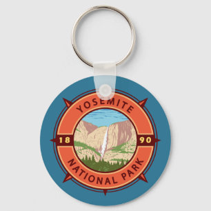 Yosemite National Park Retro Compass Emblem Nyckelring