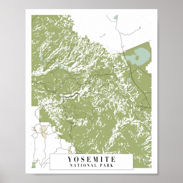 Yosemite National Park Retro Street Karta Poster (Framsidan)