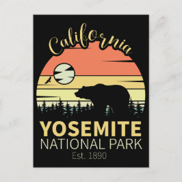Yosemite National Park Retro Sunset Mountain Vykort