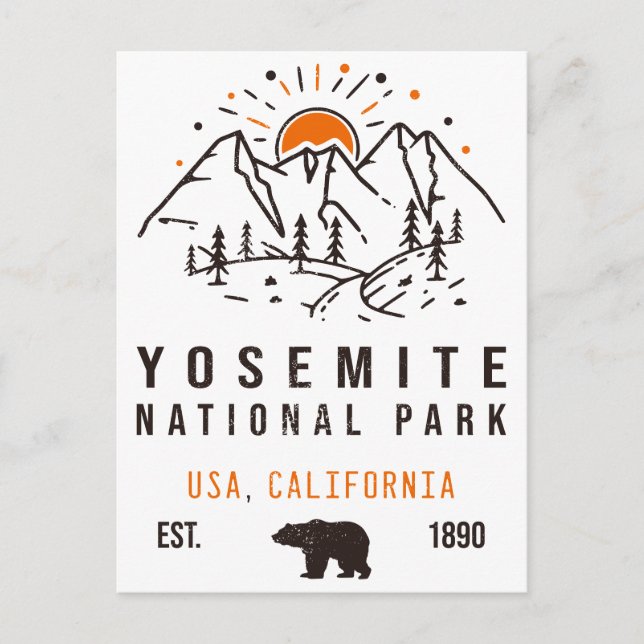 Yosemite National Park Retro Sunset Mountain Vykort (Framsida)