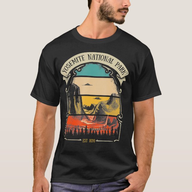 Yosemite National Park Retro Tnel View Ligcape T Shirt (Framsida)