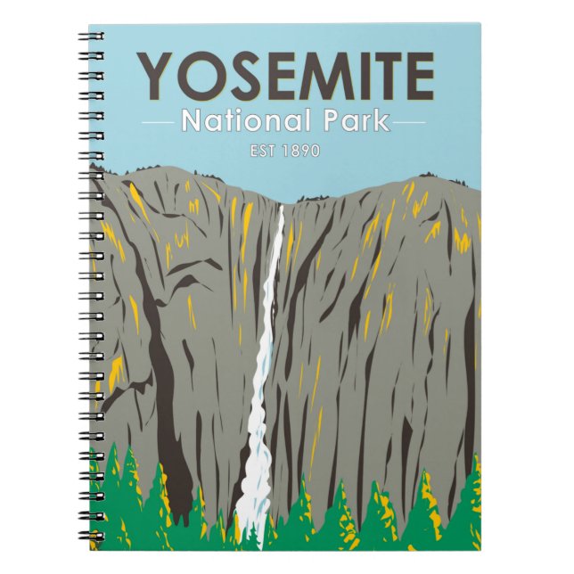 Yosemite National Park Ribbon Falls Kalifornien Anteckningsbok (Framsidan)