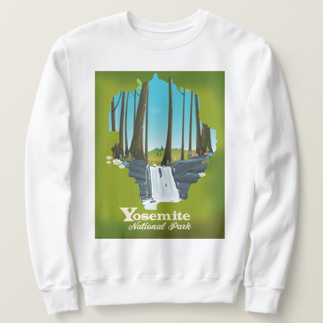 Yosemite National Park semesteraffisch. Lång Ärmad Tröja (Design framsida)