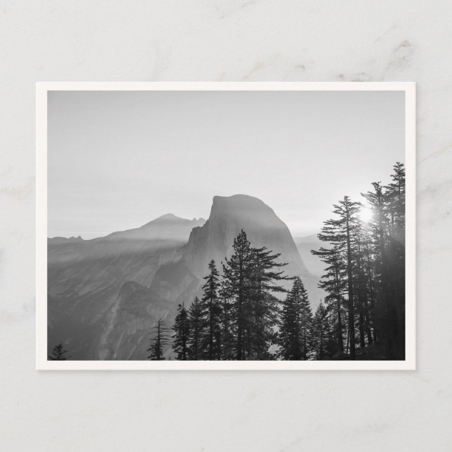 Yosemite National Park Svart & Vit Solnedgång Vykort (Framsida)