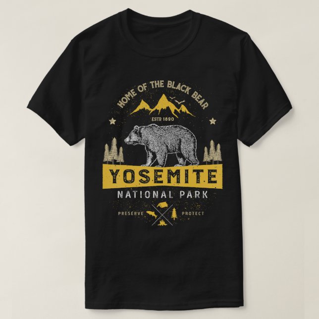 Yosemite National Park T shirt California Bear Vin (Design framsida)