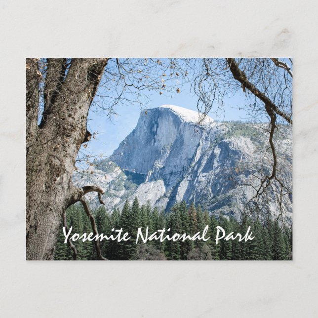 Yosemite National Park-text, bild av halvdom Vykort (Framsida)