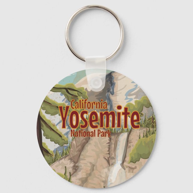 Yosemite National Park Travel Poster Nyckelring (Framsida)
