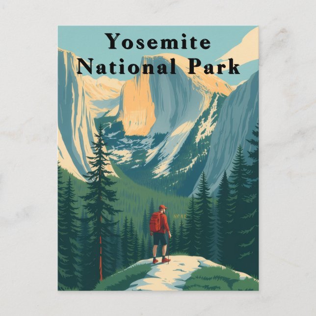Yosemite National Park USA Hiker Vykort (Framsida)