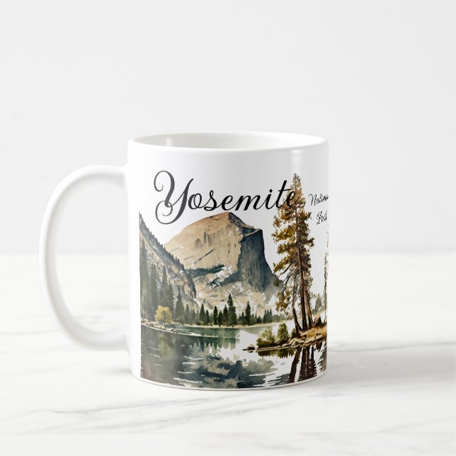 Yosemite National Park vattencolor Halva Dome Suns Kaffemugg (Vänster)
