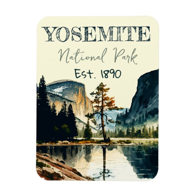 Yosemite National Park vattencolor Halva Dome Suns Magnet (Vertikal)