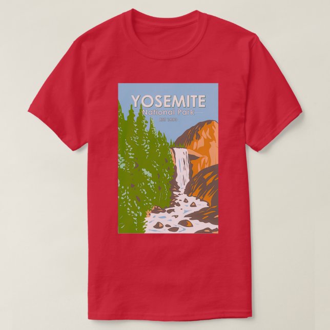 Yosemite National Park Vernal Fall California Vint T Shirt (Design framsida)