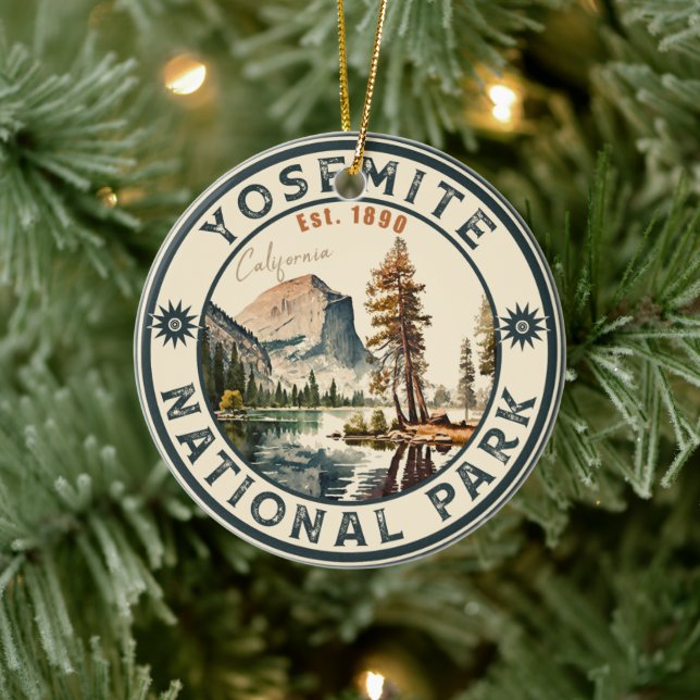 Yosemite National Park Vintage Mountain Souvenirs Julgransprydnad Keramik (Träd)