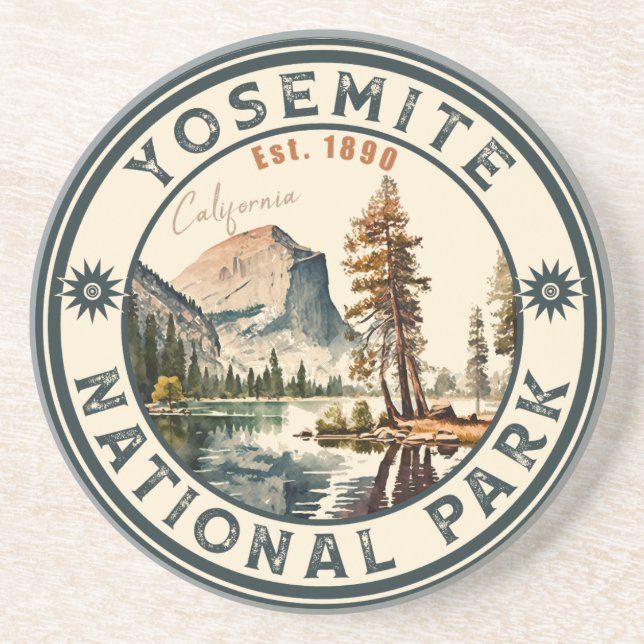 Yosemite National Park Vintage Mountain Souvenirs Underlägg (Framsidan)