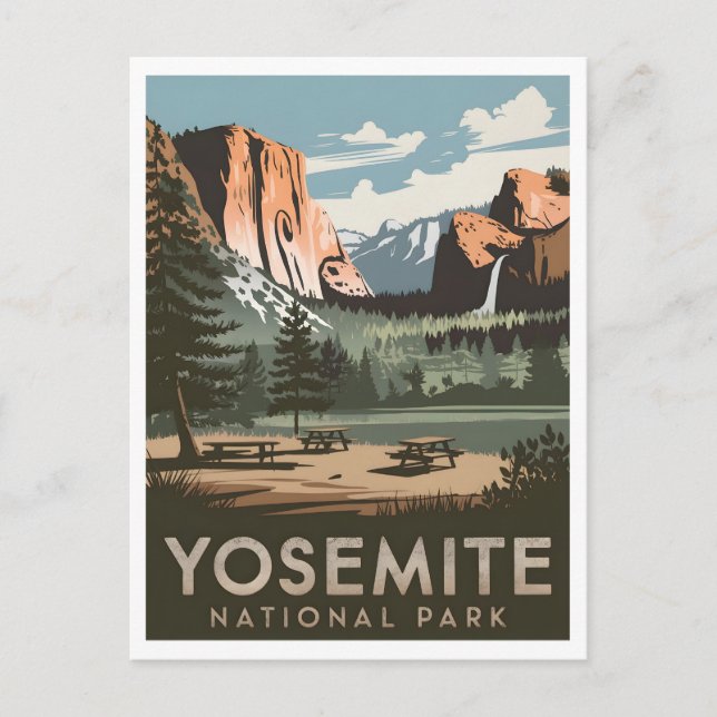 Yosemite National Park vintage Vykort (Framsida)