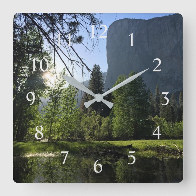 Yosemite National Park Wall Clock Fyrkantig Klocka (Framsida)