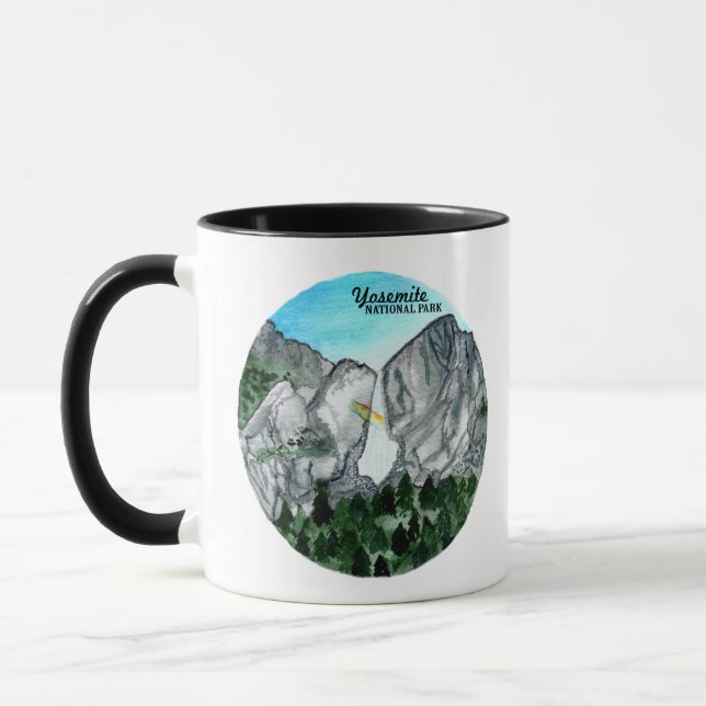 Yosemite National Park Watercolor Art Mugg (Vänster)