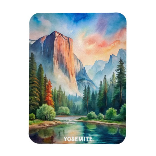 Yosemite National Park Watercolor Painting Magnet (Vertikal)