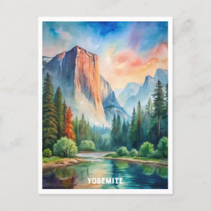 Yosemite National Park Watercolor Painting Vykort