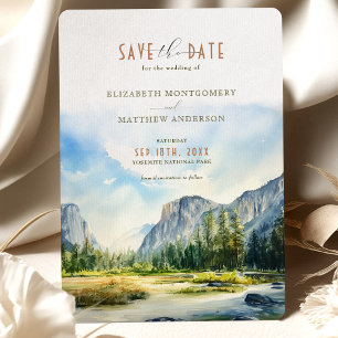 Yosemite National Park Watercolor Spara datumet Inbjudningar