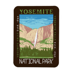 Yosemite National Park Waterfall Distress Retro Magnet