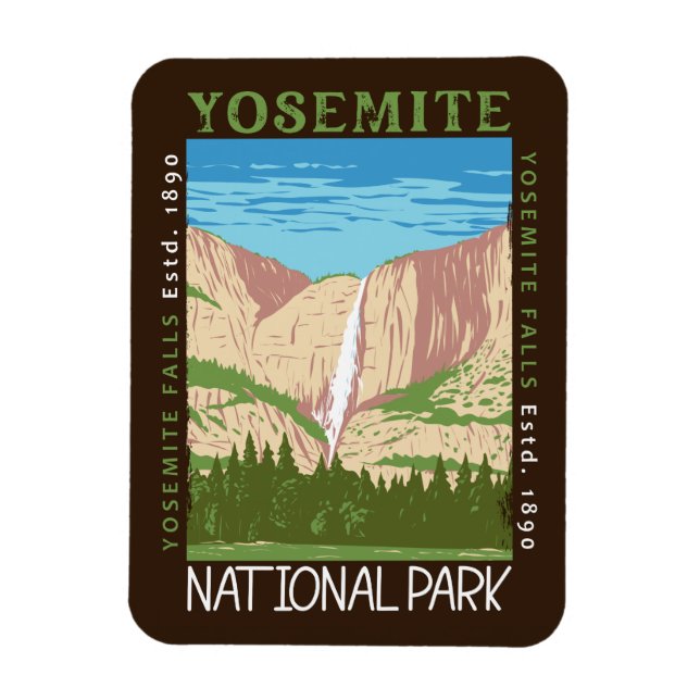 Yosemite National Park Waterfall Distress Retro Magnet (Vertikal)