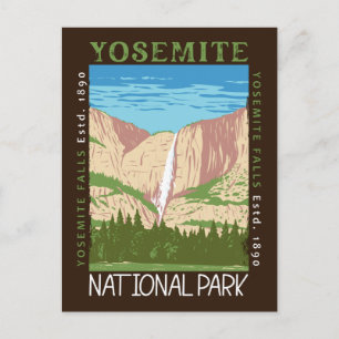 Yosemite National Park Waterfall Distress Retro Vykort