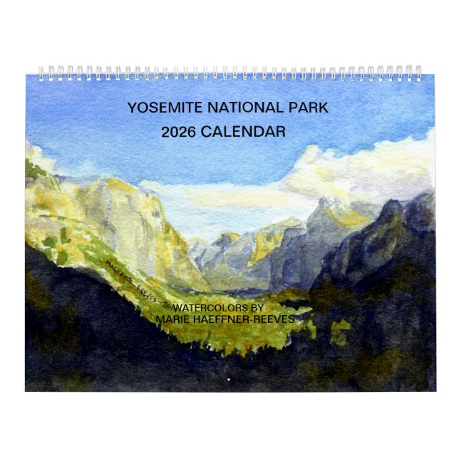YOSEMITE NATIONALPARK 2026 AKVARELLKALENDER KALENDER (Omslag)