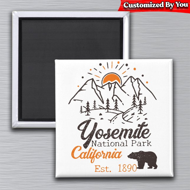 Yosemite nationalpark bär minimalistiskt berg magnet (Skapare uppladdad)