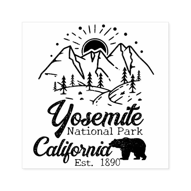 Yosemite nationalpark bär minimalistiskt berg stämpel (Tryck)