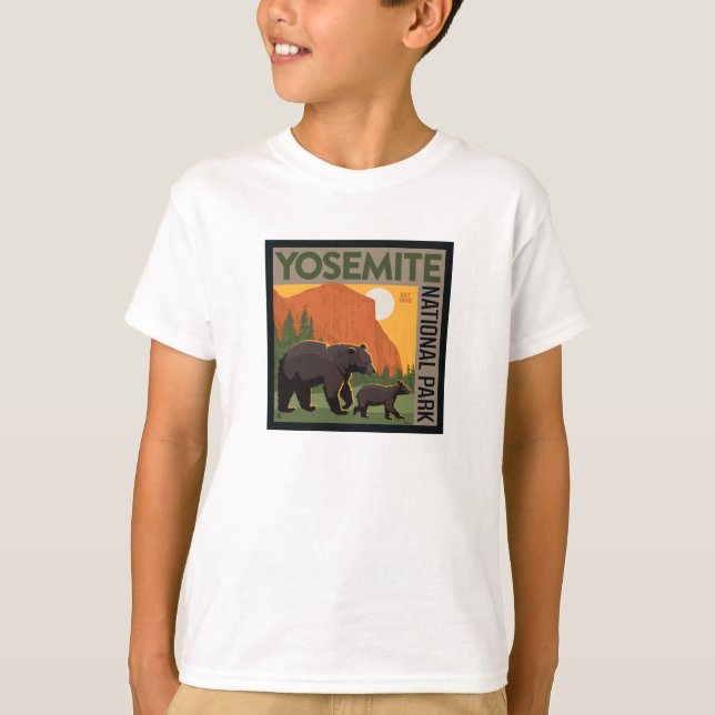 Yosemite nationalpark | Bärfamilj T Shirt (Framsida)