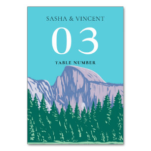 Yosemite nationalpark Bröllop Retro Bordsnummer