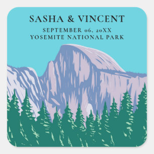Yosemite nationalpark Bröllop Retro Fyrkantigt Klistermärke