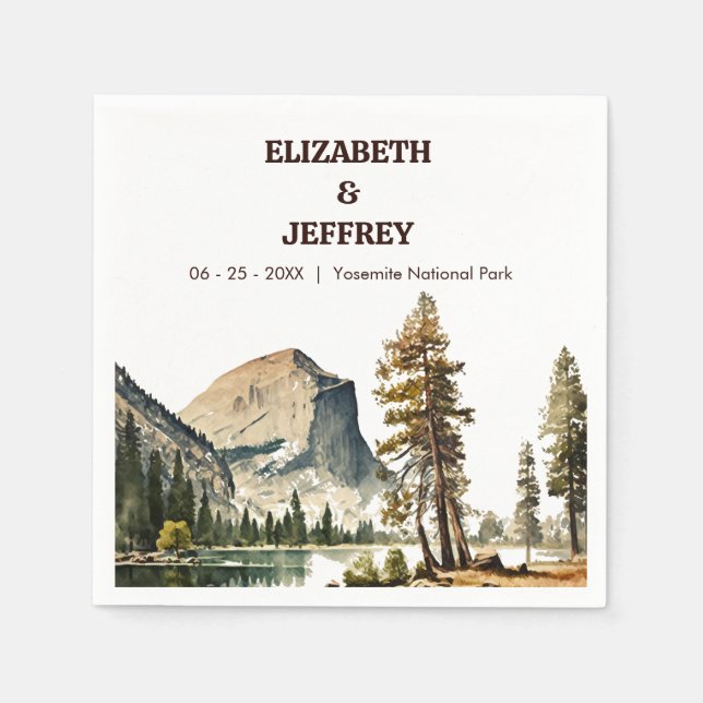 Yosemite nationalpark Bröllop Watercolor Pappersservett (Framsidan)