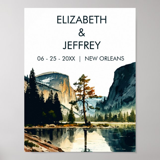 Yosemite nationalpark Bröllop Watercolor Poster (Framsidan)