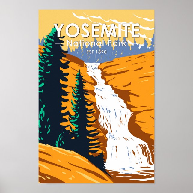 Yosemite nationalpark Chilnualna Falls Kalifornien Poster (Framsidan)