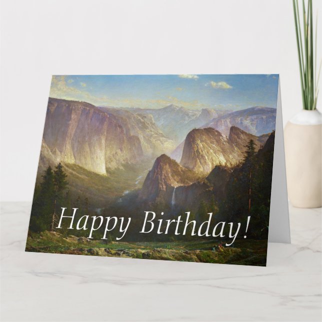 Yosemite nationalpark dominerar ett stort födelsed kort (Framsida)