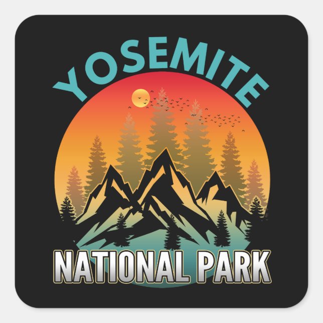 Yosemite nationalpark fyrkantigt klistermärke (Framsida)