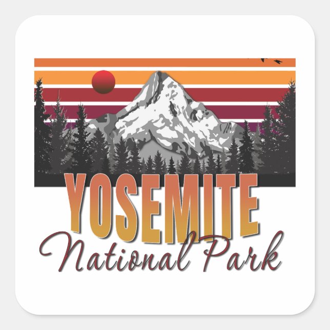 Yosemite nationalpark fyrkantigt klistermärke (Framsida)