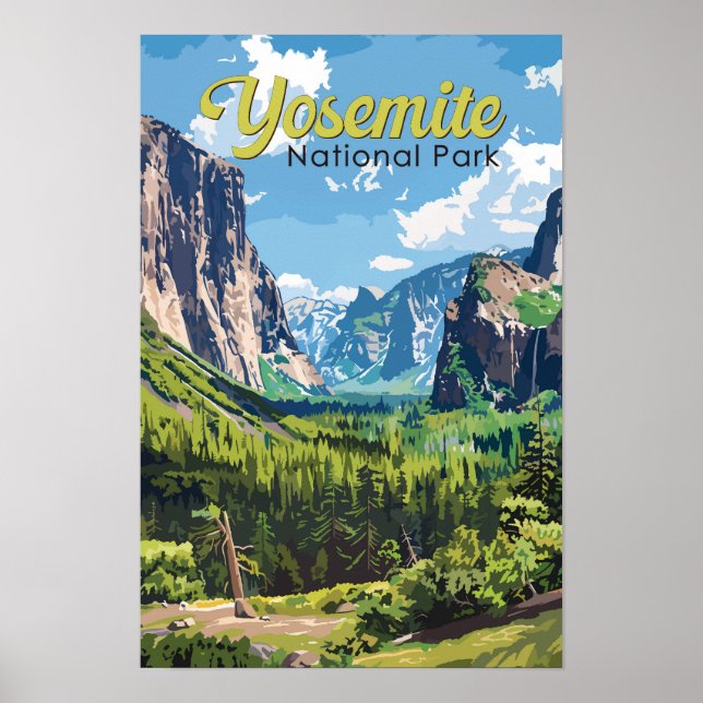 Yosemite nationalpark illustration resekonst poster (Framsidan)